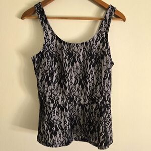 Express Corset Sleeveless Lace Black & White Top Size S